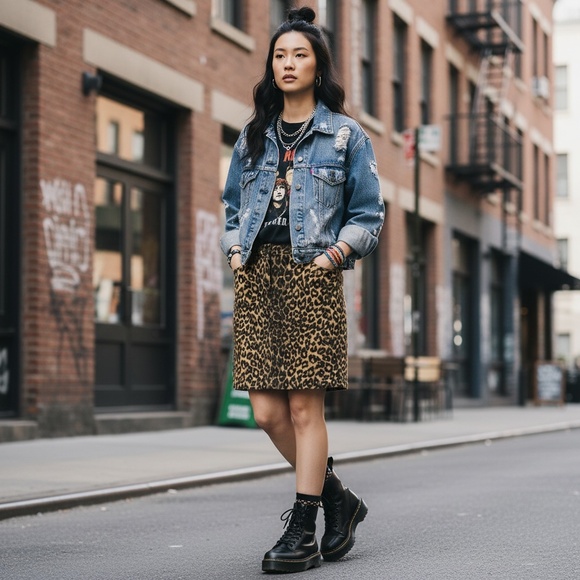 JONES NEW YORK Petite Leopard Stretch Pencil skirt 8P | streetwear grunge office - Picture 1 of 14